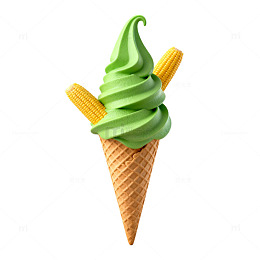 绿色冰激凌冰淇淋美食矢量图