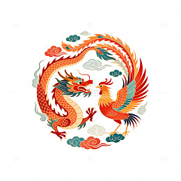 龙凤图案传统文化艺术矢量素材