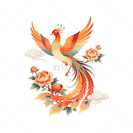 中式凤凰花卉图案设计素材