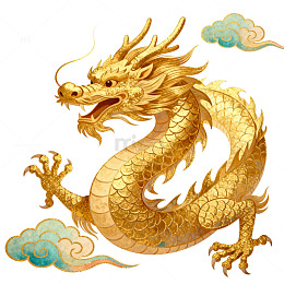 金色龙图案传统中国风格绘画素材