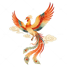 华丽凤凰传统艺术插画