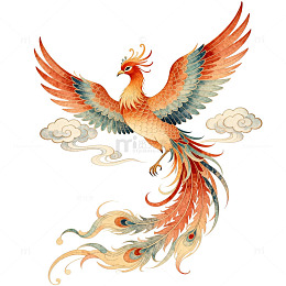凤凰展翅神话图案设计素材
