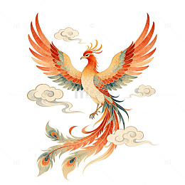 传统中国风凤凰图案插画