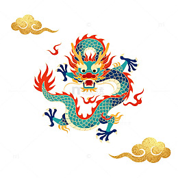 中国龙图案传统元素插画
