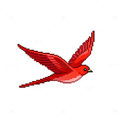 像素红鸟飞翔图