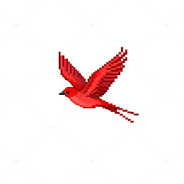 像素风红鸟飞翔插画