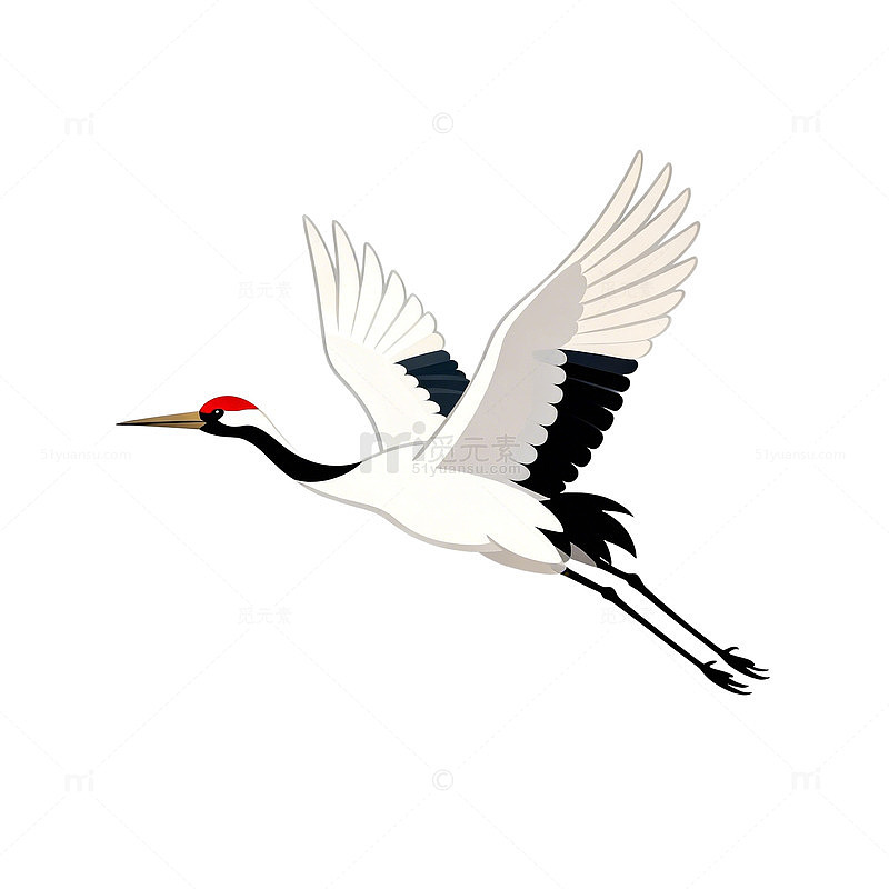 简约风飞翔仙鹤矢量插画