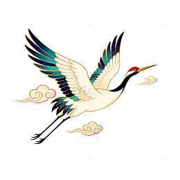 古风仙鹤腾飞图案插画