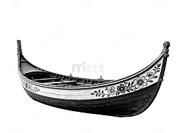传统花纹木船素描图