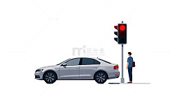 简约交通场景插画