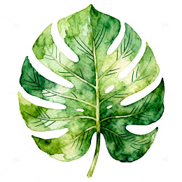 水彩热带叶装饰画素材