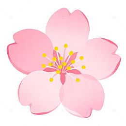 卡通风格樱花插画设计元素