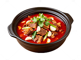 砂锅红汤牛肉美食图片