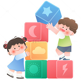 益智玩具天气积木星星月亮闪电儿童教育插画