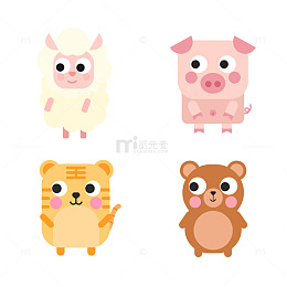 卡通拟人站立小动物免抠元素