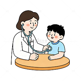 医生给儿童听诊卡通场景插画素材