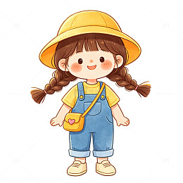 可爱卡通小女孩插画