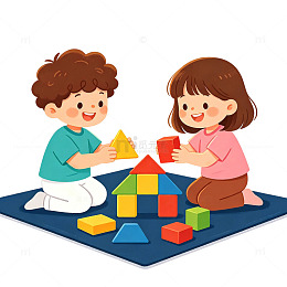 卡通儿童积木游戏