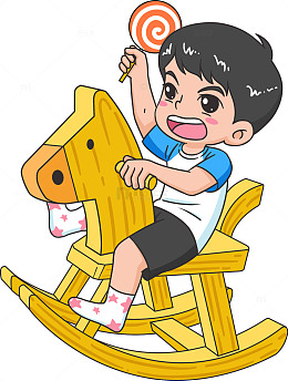 儿童节卡通手绘骑木马