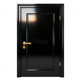 黑色门金色把手简约风格平面设计素材