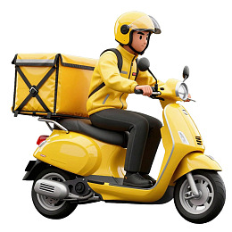 黄色摩托车配送员图片