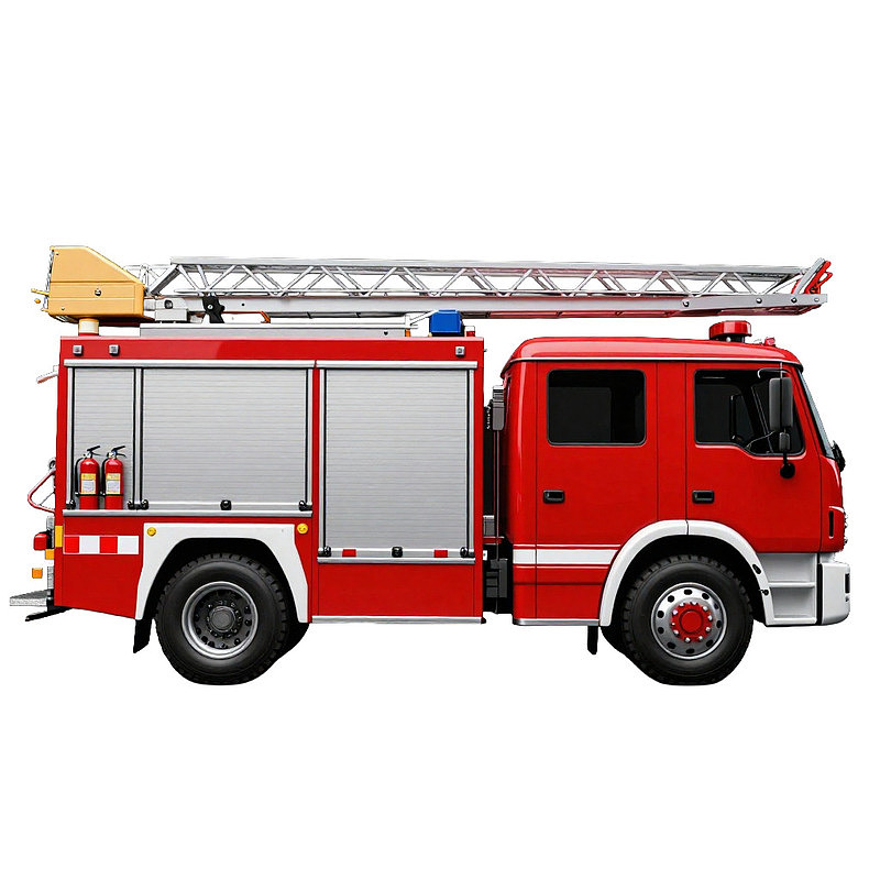 红色消防车侧面视图图片