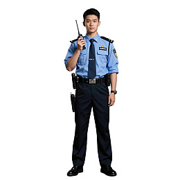 身着制服的警察手持对讲机