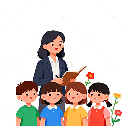 卡通教师授课儿童插画