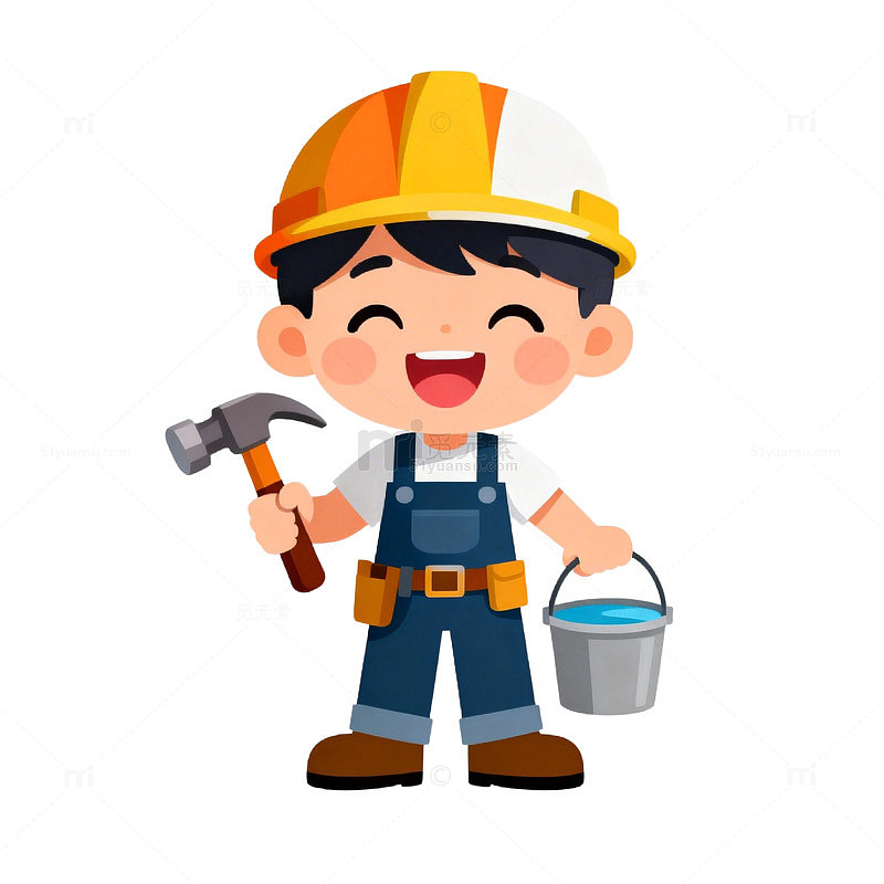 卡通建筑工人形象插画