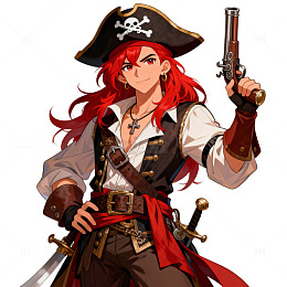 动漫海盗女插画设计素材