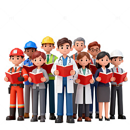 卡通职业团队学习场景