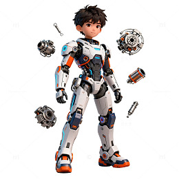 科幻机甲人物设计渲染图