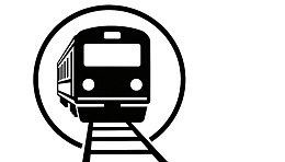 黑色火车图标在圆形轨道中