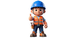 卡通建筑工人竖大拇指