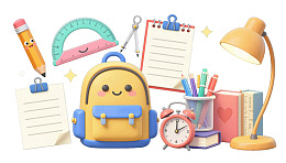 卡通风格学习用品集合