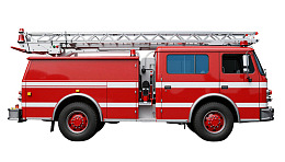 红色消防车侧面视图图片