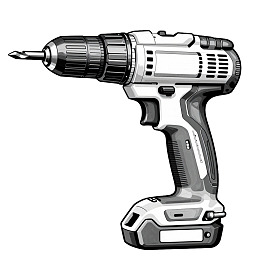 电动螺丝刀黑白插画图片
