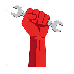 红色拳头握扳手插画素材