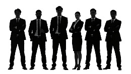 六位商务人士剪影站立