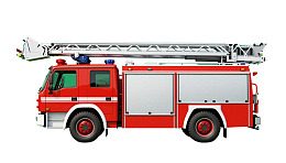 红色消防云梯车侧面图