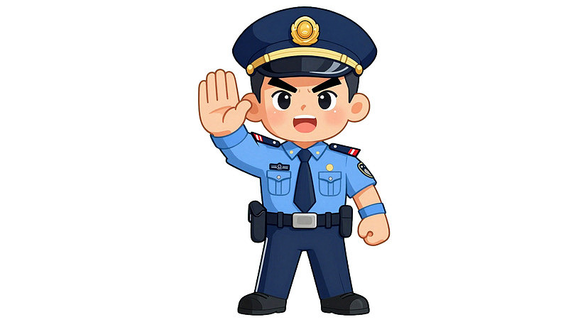 卡通警察敬礼形象图片