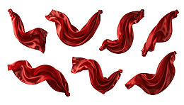 红色丝绸飘带动态集合