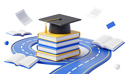 书本与学位帽象征教育之路