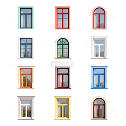 多彩窗户插画设计素材