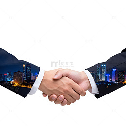 商务握手城市背景合作