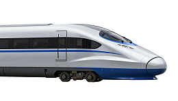 银蓝相高速列车侧面图