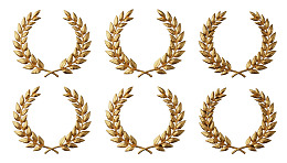 六枚金色月桂花环图案