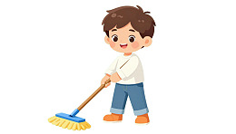 卡通男孩扫地图片