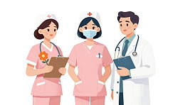 三名医护人员讨论工作