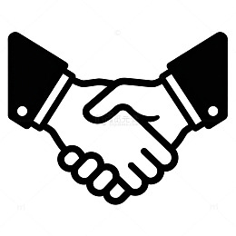 黑白简洁握手合作图标
